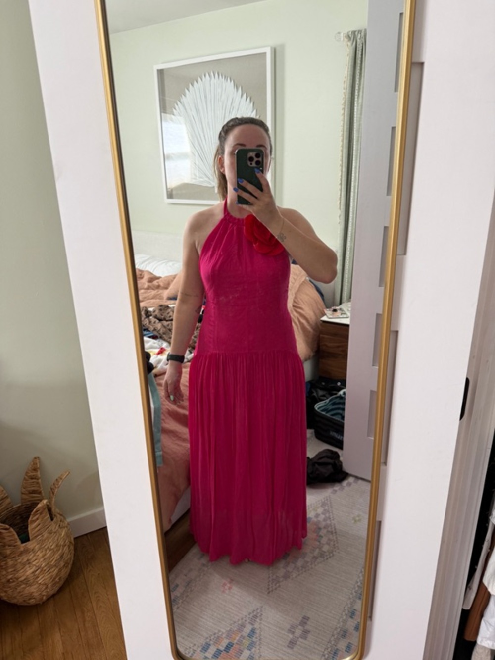 FARM Rio Hot Pink Halter Rosette Maxi Dress - Picture 9 of 14